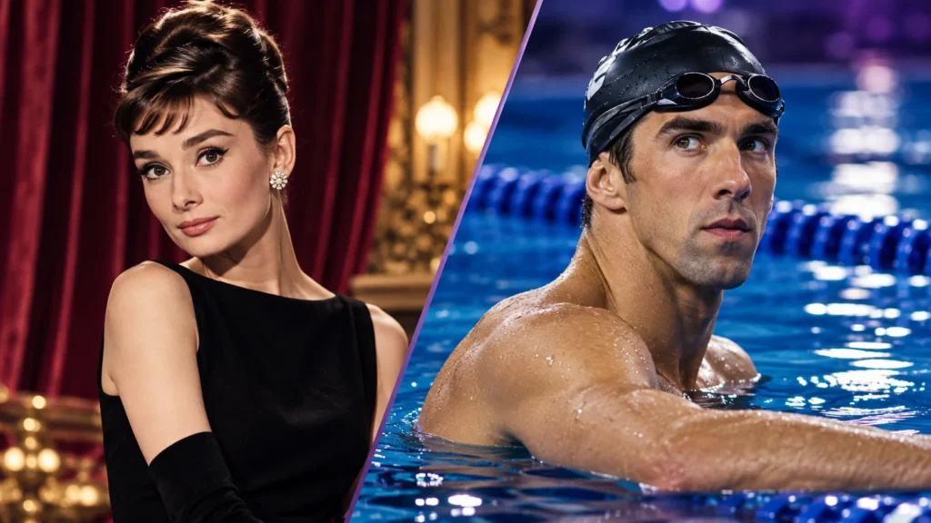Audrey Hepburn and Michael Phelps